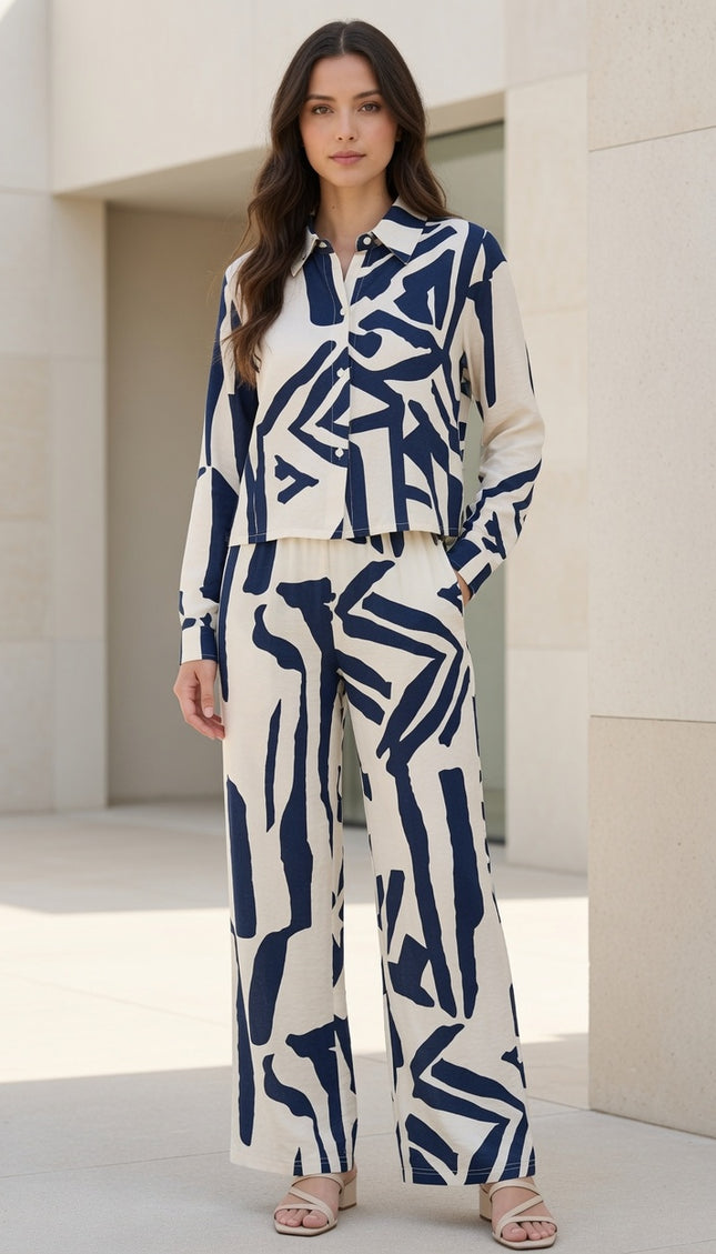 LELIS-702SET Long Sleeve Printed Two Piece Set