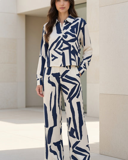 LELIS-702SET Long Sleeve Printed Two Piece Set