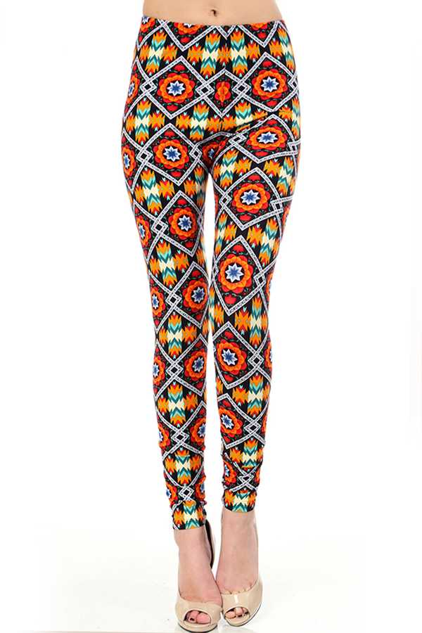 KIDS N166 KIDS ETHNIC PRINT BRUSHED LEGGINGS