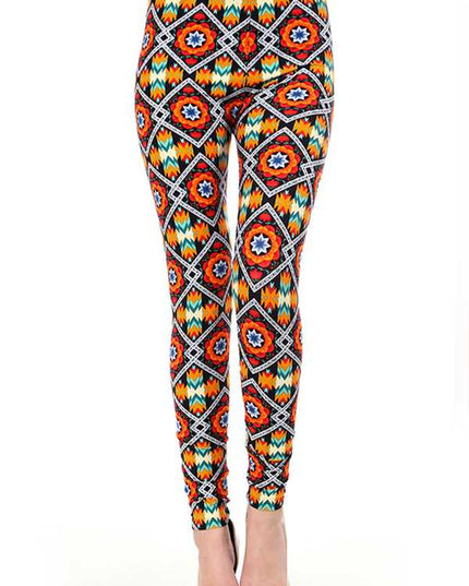 KIDS N166 KIDS ETHNIC PRINT BRUSHED LEGGINGS
