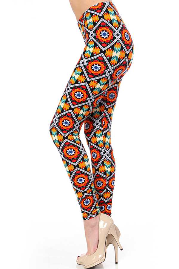 KIDS N166 KIDS ETHNIC PRINT BRUSHED LEGGINGS