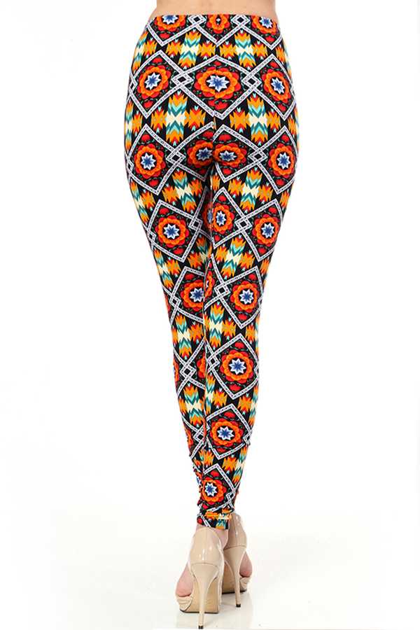 KIDS N166 KIDS ETHNIC PRINT BRUSHED LEGGINGS