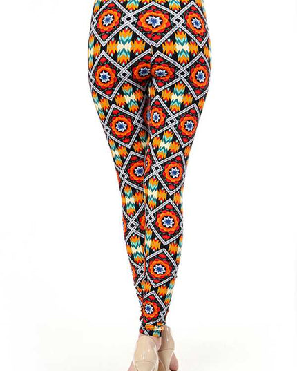 KIDS N166 KIDS ETHNIC PRINT BRUSHED LEGGINGS