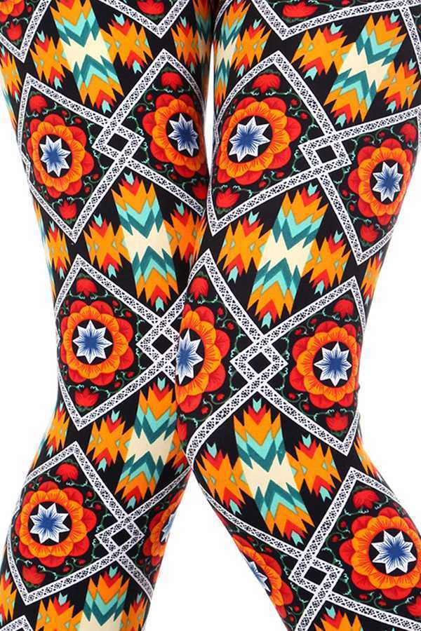 KIDS N166 KIDS ETHNIC PRINT BRUSHED LEGGINGS