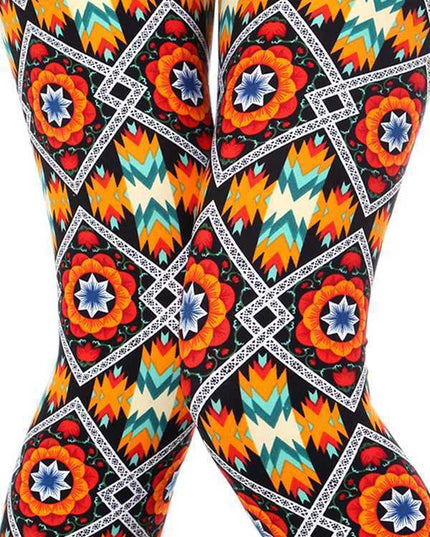 KIDS N166 KIDS ETHNIC PRINT BRUSHED LEGGINGS