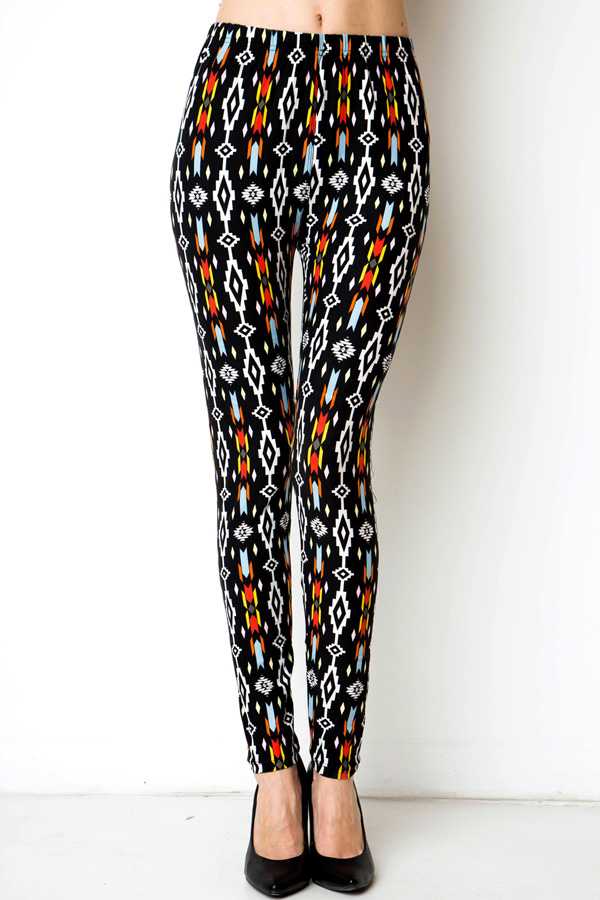 KIDS N212 KIDS NAVAJO PRINT BRUSHED FULL LEGGINGS