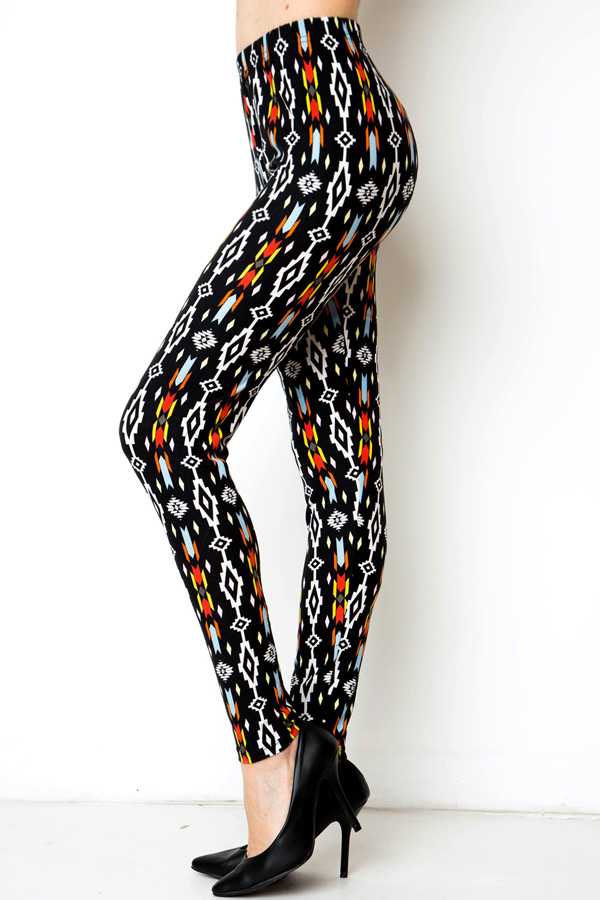 KIDS N212 KIDS NAVAJO PRINT BRUSHED FULL LEGGINGS