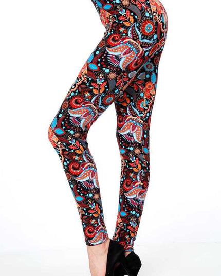 KIDS N252 KIDS BUTTERY SOFT UNIQUE FLORAL PRINT LEGGINGS