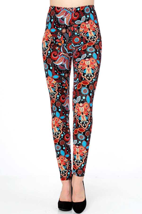 KIDS N252 KIDS BUTTERY SOFT UNIQUE FLORAL PRINT LEGGINGS