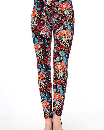 KIDS N252 KIDS BUTTERY SOFT UNIQUE FLORAL PRINT LEGGINGS