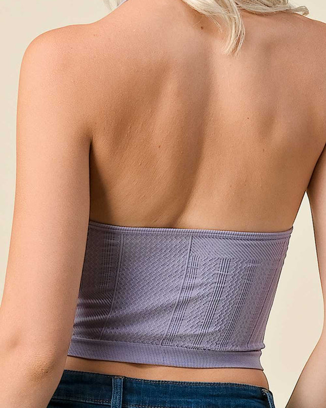 NS-33 Solid Texture Halter With O Ring Zipper Center Crop