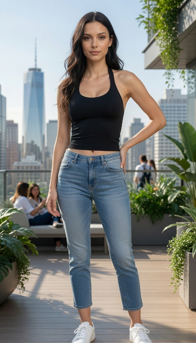 PT86 Seamless Halter Crop Tank – Double Layer Fit