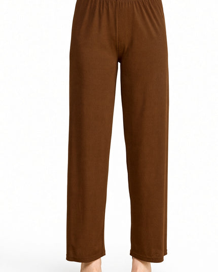 PW01 SOLID RIB WIDE LEG PANTS