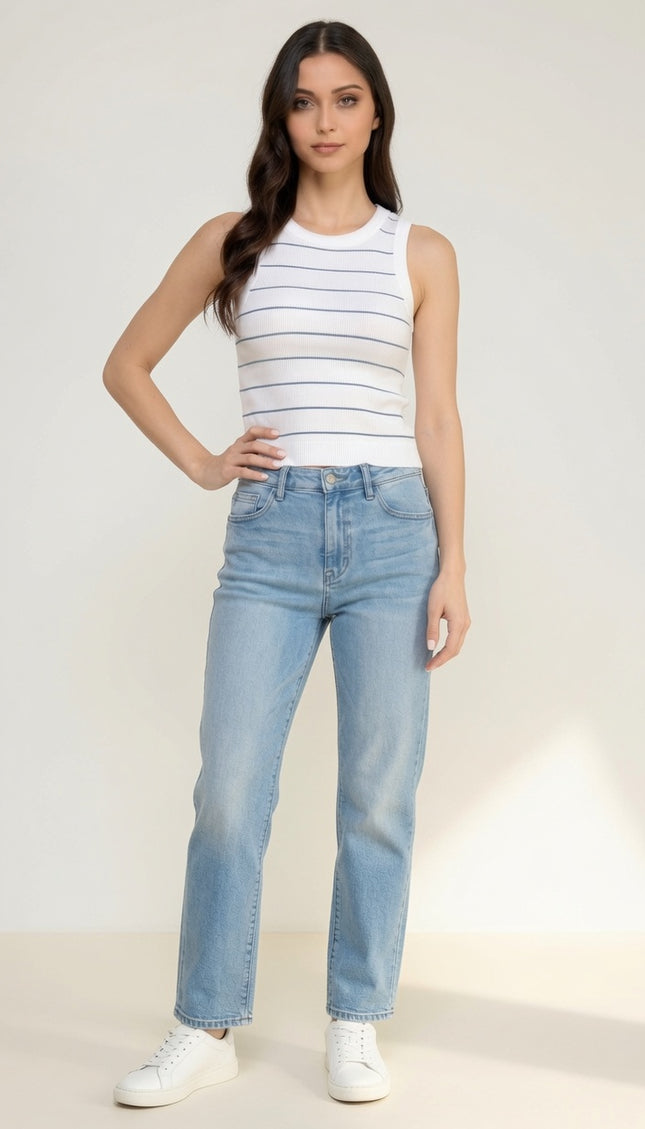 TO71LST Ribbed Tank Top – Stripe Casual Everyday Style